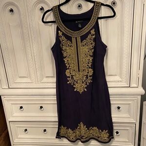 Blue & Gold embroidered dress